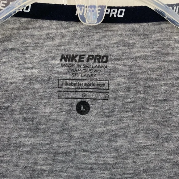 Nike long sleeve heathered grey dri-fit fitted athletic top - size large - Picture 2 of 8